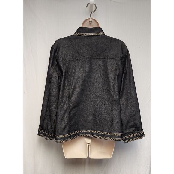 Analogy Embrodery Long Sleeve Denim Jacket Women Size XL Multicolor Black - Picture 4 of 7